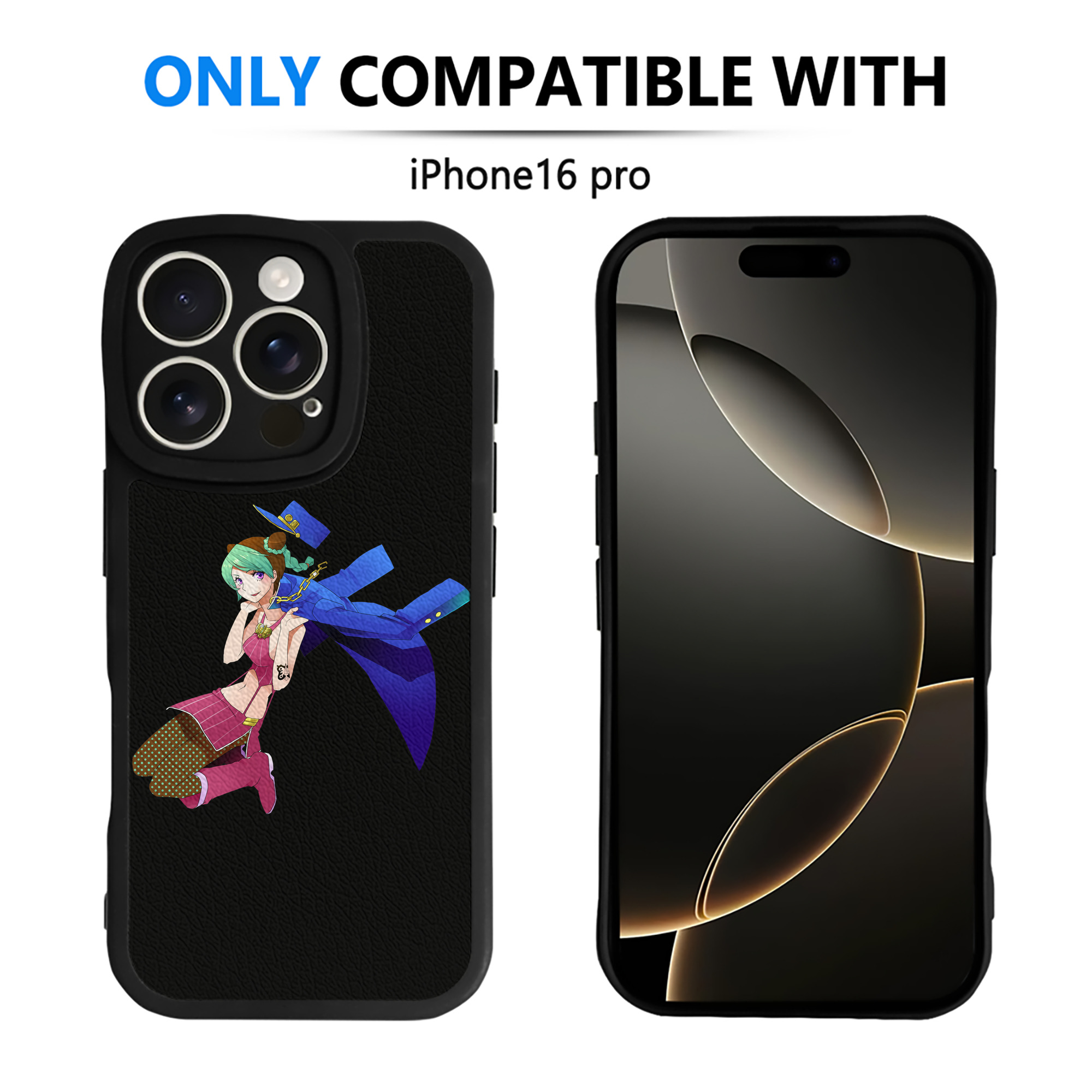 （画像用） "ジョジョの奇妙な冒険 くうじょう ジョリーン JoJo's Bizarre Adventure Jolyne Cujoh " 【iPhone 16シリーズ対応】シリコンスマホケース（レザー調） 材質：シリコン